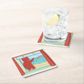 考えのテディ・ベアの恋しく思可愛いアート スクエアペーパーコースター (インサイチュ)