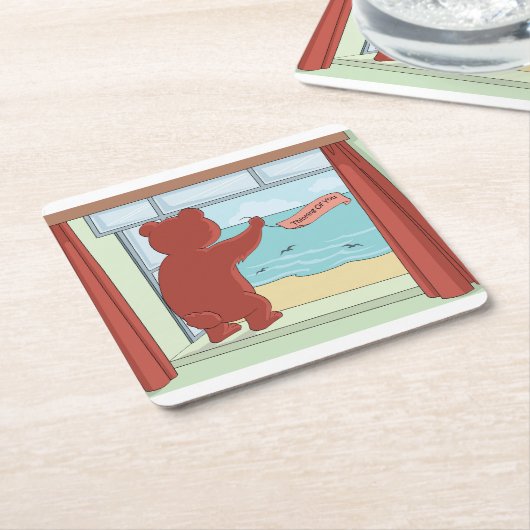 考えのテディ・ベアの恋しく思可愛いアート スクエアペーパーコースター (アングル)