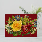 考えのハートのヴィンテージカラフルバラ 箔招待状 (立ち正面)