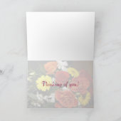 考えのバラの花束ハートテンプレート カード (内部)