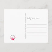 考えのピンクのお洒落鳥の花 ポストカード (裏面)