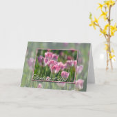 考えのピンクのチューリップ カード (黄色い花)