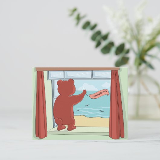 考えの可愛いテディ恋しく思ベア ポストカード (スタンド正面)