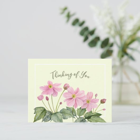 考えの水の色ピンクのア日本のネモン ポストカード (スタンド正面)