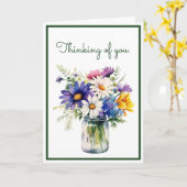 考えの水彩花あいさつ カード (黄色い花)