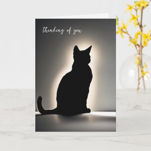 考えの猫 カード (黄色い花)