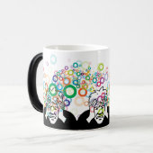 考えの男性:おもしろいミームキャラクター モーフィングマグカップ (正面左)