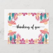 考えの編集可能な春の花を持つ文字 ポストカード (正面/裏面)