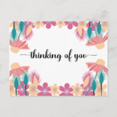 考えの編集可能な春の花を持つ文字 ポストカード (正面)