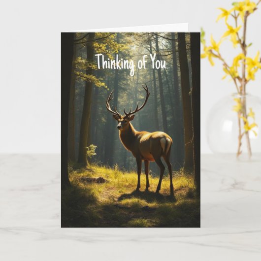 考えの美しい鹿の動物 カード (黄色い花)