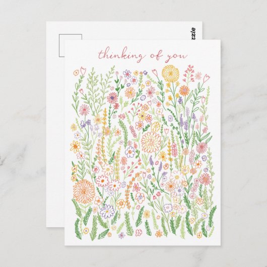 考えの花のフィールド牧草地フローラ ポストカード (正面/裏面)
