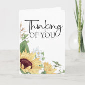 考えの黄色のひまわりフローラカード カード (正面)