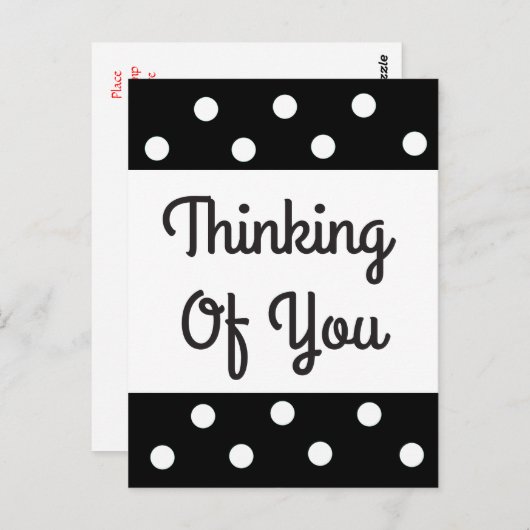 考えの黒白水玉模様はがき ポストカード (正面/裏面)