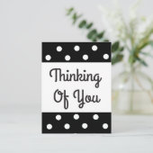 考えの黒白水玉模様はがき ポストカード (スタンド正面)