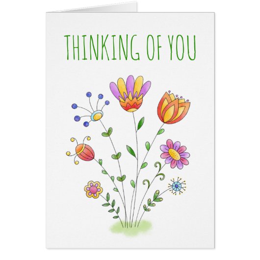 考えのDoodle Flowers Friendship Card (正面)