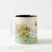 考えのMug -花模様 ツートーンマグカップ (正面左)