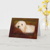 考えのOF YOU - GOLDEN DOODLE (PET) ON SOFA カード (黄色い花)