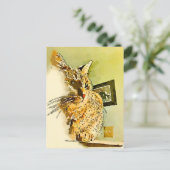 考えのYou子猫ハート鼻の水色 ポストカード (スタンド正面)