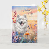 考えのYou American Eskimo Dog Flowers カード (黄色い花)