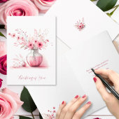 考えのYou Pink花瓶と花の悔やみや弔慰 カード