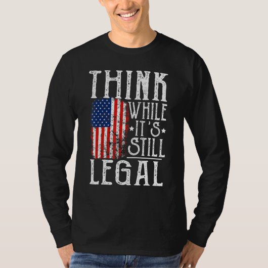 考えは未だ法律に関す考えるT型 Tシャツ (正面)