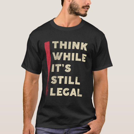 考えまだ法律的な白文字おもしろい Tシャツ (正面)