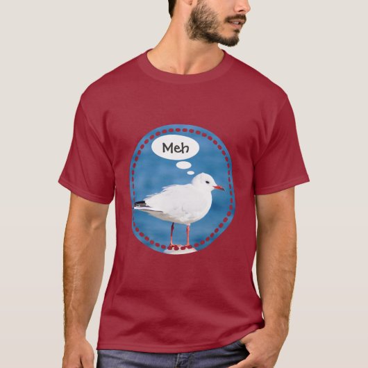 考えるで白いカモメの港の青い海横浜Meh Tシャツ (正面)