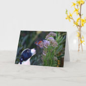 考えるのカスタマイズ可能なかわいい子犬 カード (黄色い花)