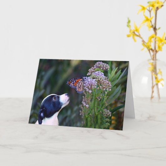 考えるのカスタマイズ可能なかわいい子犬 カード (黄色い花)