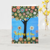 考えるのグリーティングカード カード (黄色い花)