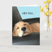 考えるのゴールデンレトリエバーペットドッグカード カード (黄色い花)