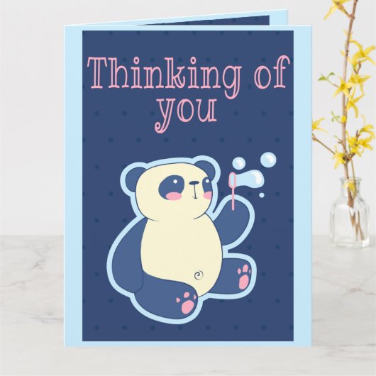 考えるのパンダ カード (黄色い花)