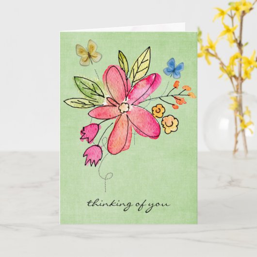 考えるのDoodle花カード カード (黄色い花)