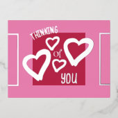 考えるのViva Magenta Pink Valentines 箔シーズンポストカード (正面)