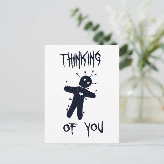 考えるのYou – 面白いハロウィーンブードゥー人形 ポストカード (スタンド正面)