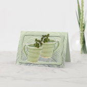 考えるのYou Green Cupsミント写真テンプレート カード (正面)