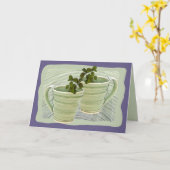 考えるのYou Green Cupsミント写真テンプレート カード (黄色い花)