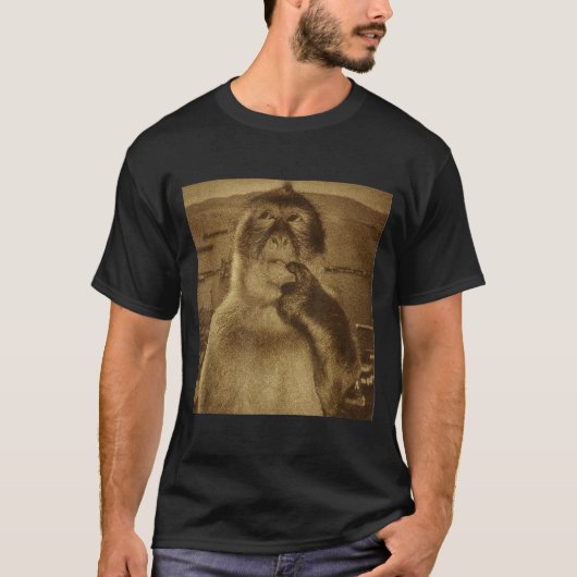 考えるサル・ミーム ビンテージ レトロ Tシャツ (正面)