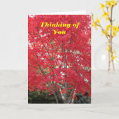 考えるズ・オブ・ユー・レッド・紅葉・ツリー カード (黄色い花)
