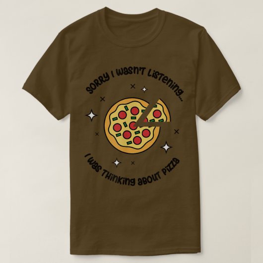 考えるピザ食べイタリアン物32075 Tシャツ (デザイン正面)