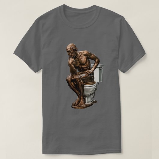 考える人 おもしろ Tシャツ (デザイン正面)