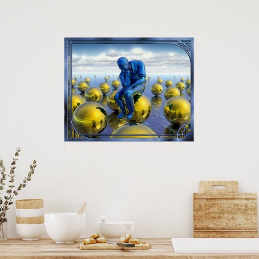 考える男 ポスター (キッチン)