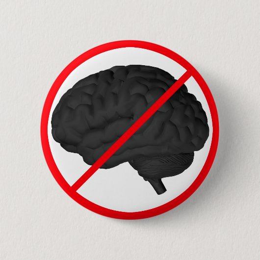 考える禁止！ 缶バッジ (正面)