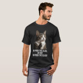 考える面白い猫 - ガラスを押す ロングスリーブ Tシャツ (正面フル)