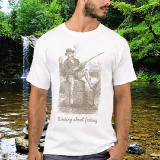 考える魚釣り Tシャツ