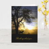 考えるs of you horse in Sunset and Oak Tree Card カード (黄色い花)