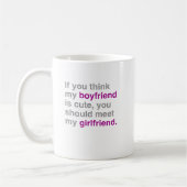 考えれば私のボーイフレンドはかわいいですmを見るべきです コーヒーマグカップ (左)
