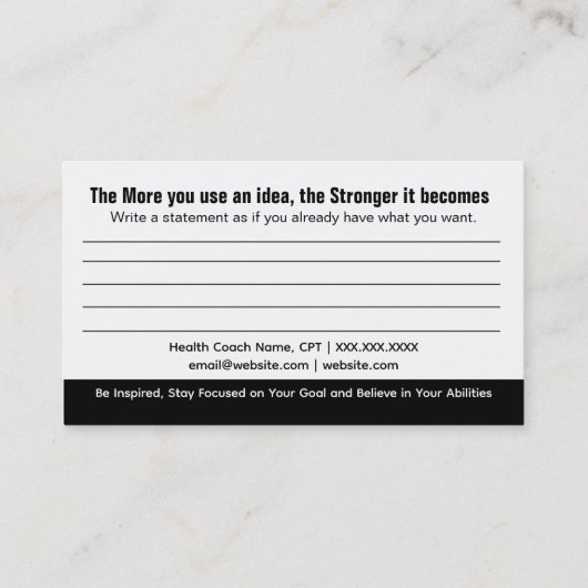 考えを変更するビジネス・カード 名刺 (裏面)