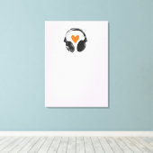 考えハートとヘッドフォンを持つバブル キャンバスプリント (インサイチュ (ウッドフロア))