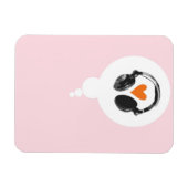 考えハートとヘッドフォンを持つバブル マグネット (横)